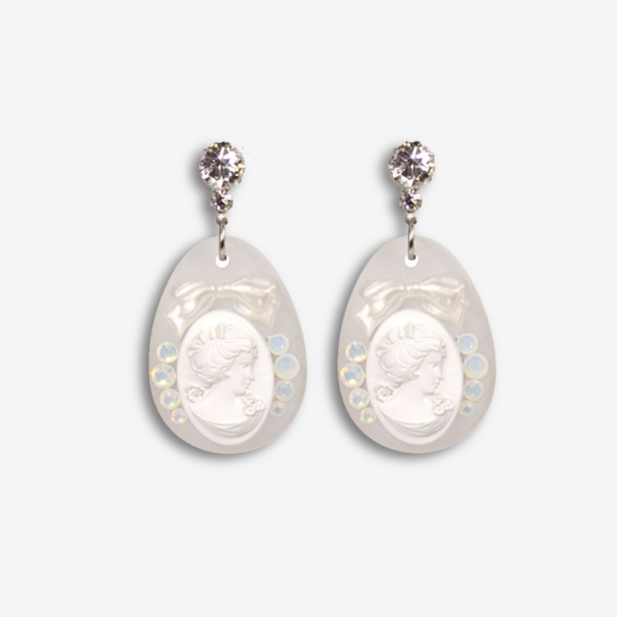 Earrings Tarina Tarantino | White Cameo Earrings